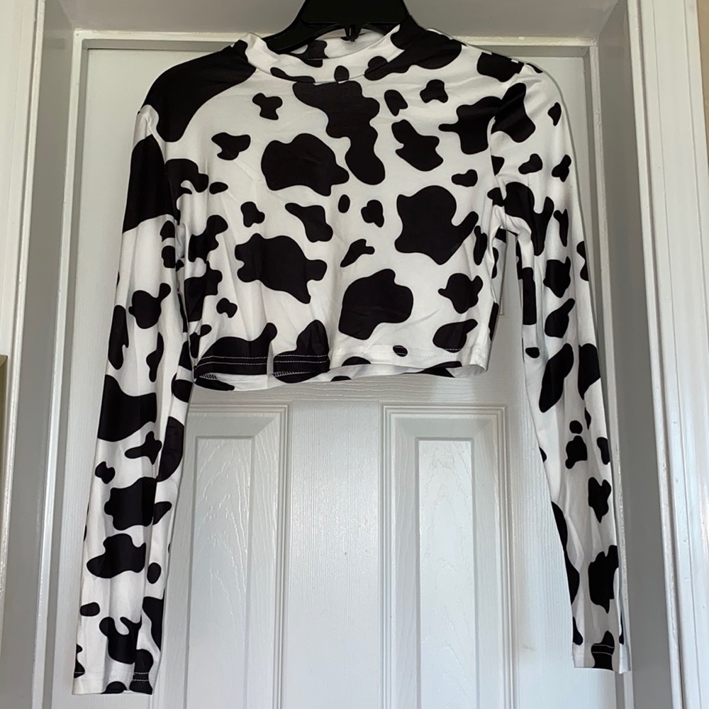 Cowprint Crop Long Sleeve
